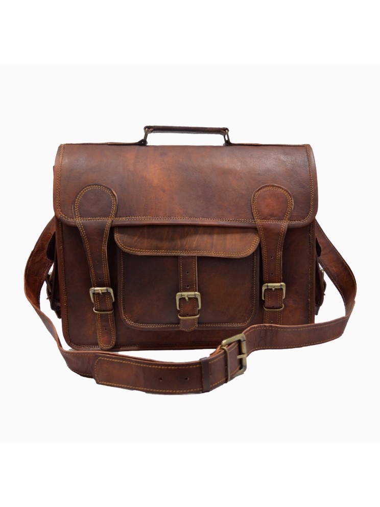 Brown Carryall Genuine Leather  Office Laptop Camera Lens KIt Photography Bag